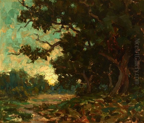 Eaton Canyon Oil Painting by Granville S. Redmond