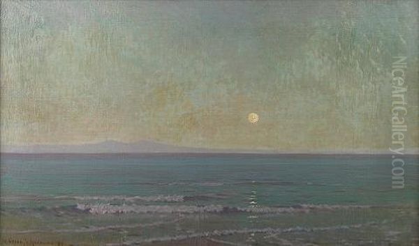 Quiet Moonlight (beyond Catalina Island) Oil Painting by Granville S. Redmond