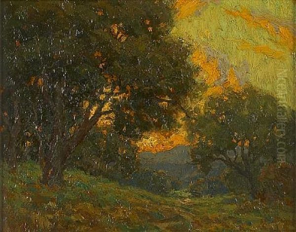 Sunset Beyond The Trees Oil Painting by Granville S. Redmond