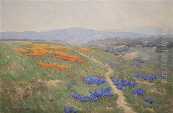 Lupines And Poppies Oil Painting by Granville S. Redmond