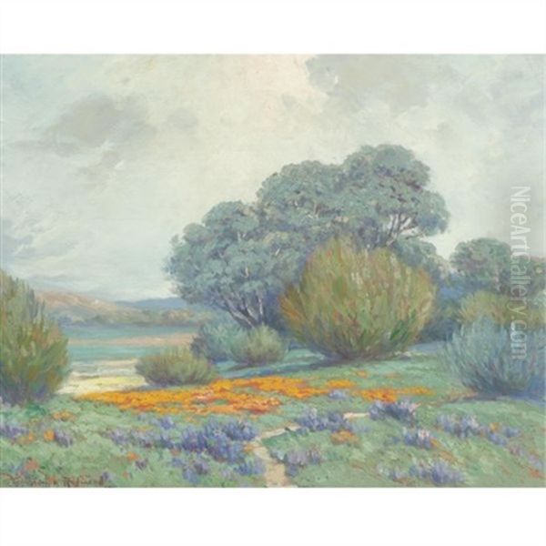 California Meadow Oaks Oil Painting by Granville S. Redmond