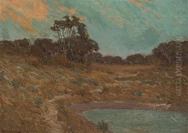 The Old Pond Oil Painting by Granville S. Redmond