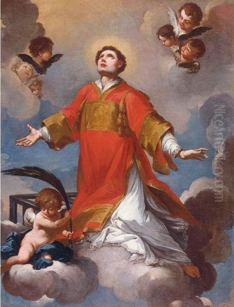 Saint Lawrence In Glory Oil Painting by Anton Angelo Bonifazi