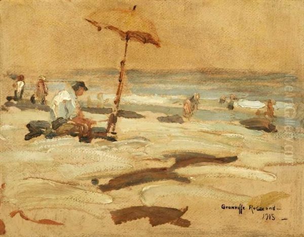 Granville Redmond Making Sketch Of Edgar Payne - Laguna Beach, Ca. Oil Painting by Granville S. Redmond