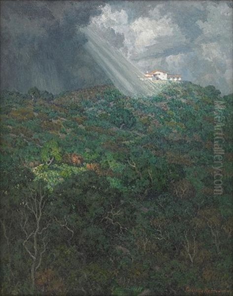 A Sunlit House On A Hill Oil Painting by Granville S. Redmond