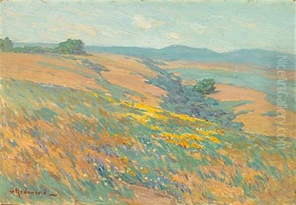 Rolling Hills With California Wildflowers Oil Painting by Granville S. Redmond