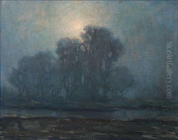 Moonlit River Landscape Oil Painting by Granville S. Redmond