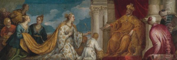 The Queen Of Sheba Before Solomon Oil Painting by Bonifacio Veronese (Pitati)