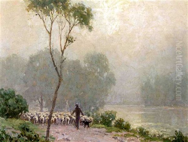 Early Morning Mist Oil Painting by Granville S. Redmond