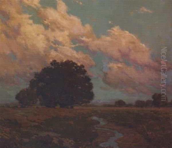 Trees By A Meadow Stream Oil Painting by Granville S. Redmond