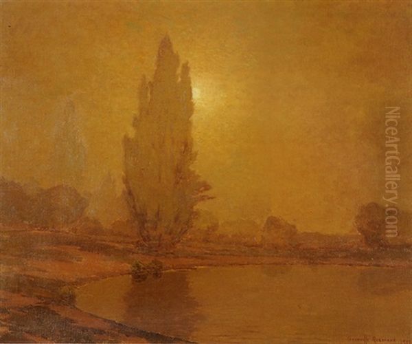 Sunset Over Lake Merritt, Oakland Oil Painting by Granville S. Redmond