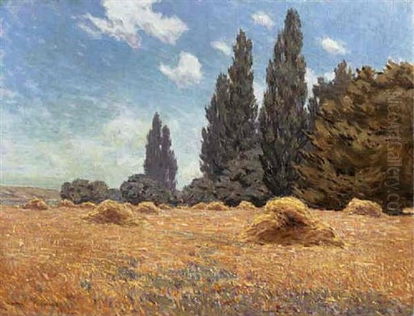 Haystacks, California Oil Painting by Granville S. Redmond