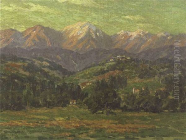 A View Of La Canada With The San Gabriel Mountains Beyond Oil Painting by Granville S. Redmond