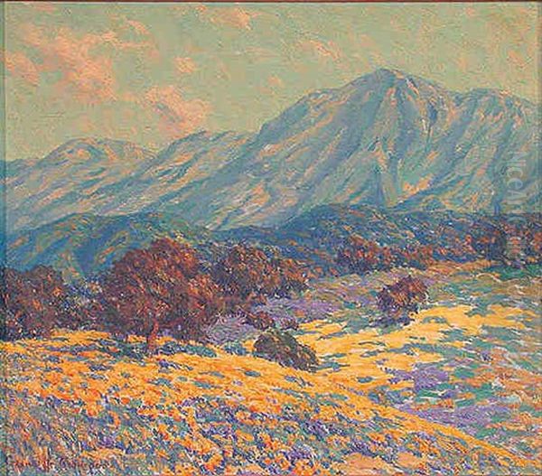 Poppies And Lupine Landscape Oil Painting by Granville S. Redmond