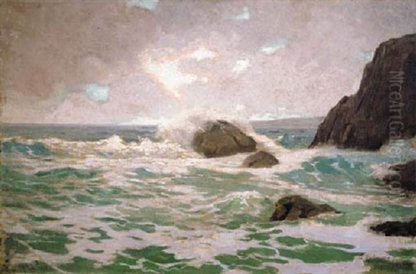 Late Afternoon Surf Oil Painting by Granville S. Redmond