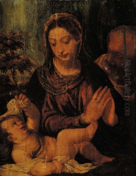 Sacra Famiglia Oil Painting by Bonifacio Veronese (Pitati)