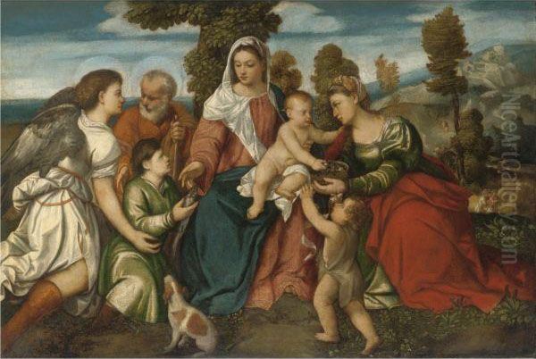 The Holy Family Oil Painting by Bonifacio Veronese (Pitati)