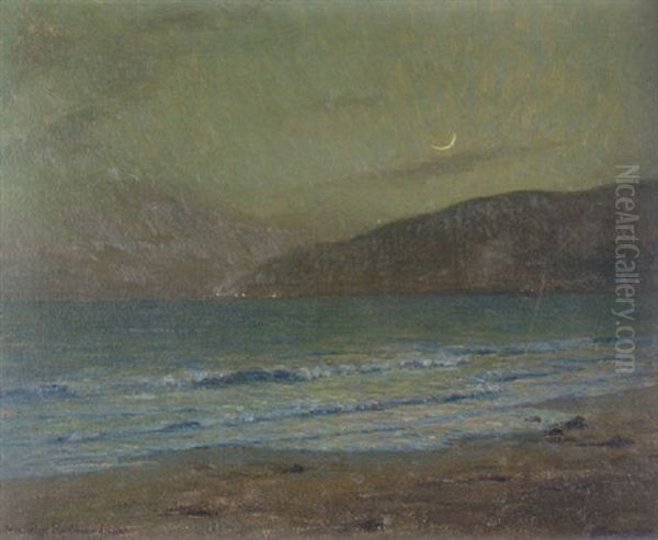 Moonlit Surf Oil Painting by Granville S. Redmond