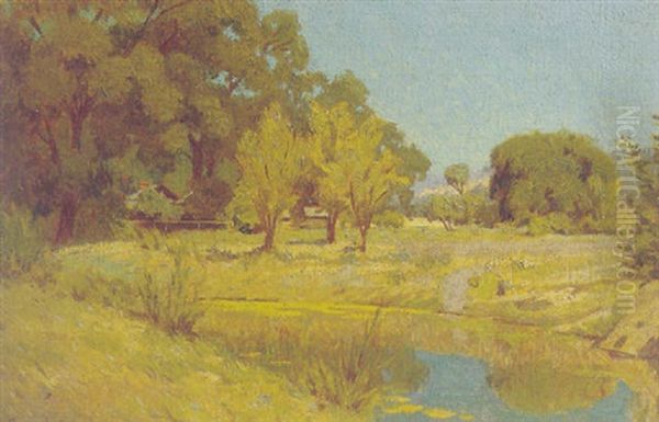 Valley Ranch Oil Painting by Granville S. Redmond