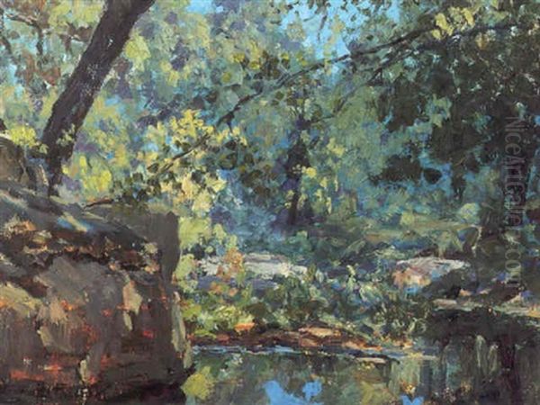 Pool In The Woods Oil Painting by Granville S. Redmond