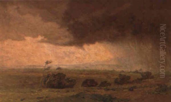 An Afternoon Cloudburst Oil Painting by Granville S. Redmond