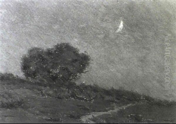 Moonlit Oak Oil Painting by Granville S. Redmond