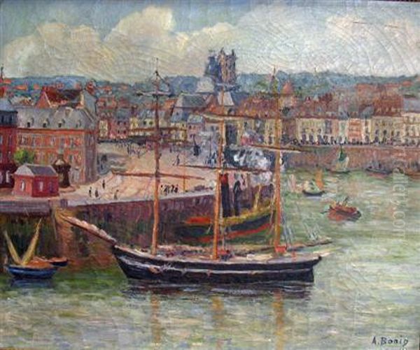 Boats At A Harbor Oil Painting by A. Bonin