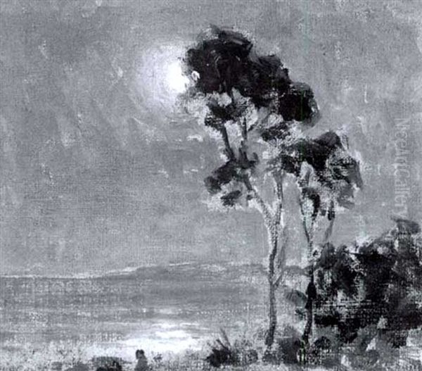 Moonlit Bay Oil Painting by Granville S. Redmond