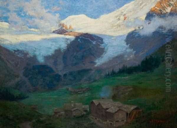 Paysage De Montagne En Valais Oil Painting by John J. Redmond