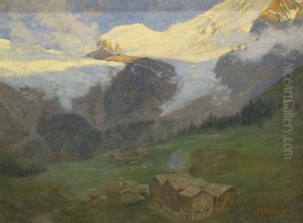 Paysage De Montagne En Valais Oil Painting by John J. Redmond