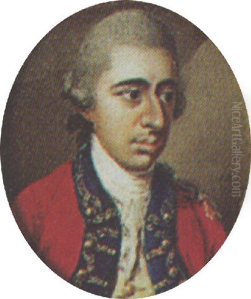 An Officer Wearing A Red Uniform With Blue Facings And Gold Lace Oil Painting by Thomas Redmond