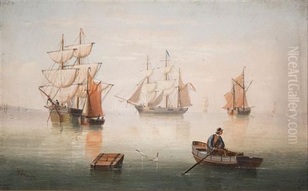 Harbor View With Rower Oil Painting by Edward King Redmore