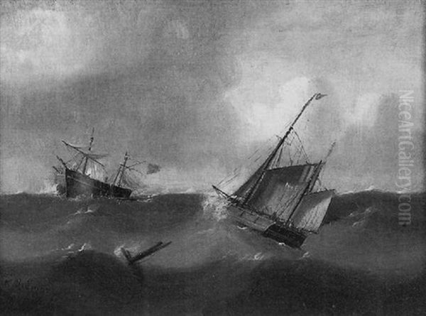 Shipping In A Heavy Swell Oil Painting by Edward King Redmore