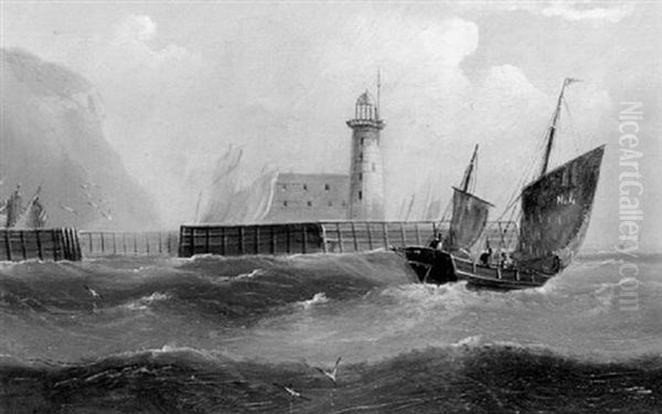 Scarborough Lighthouse Oil Painting by Edward King Redmore