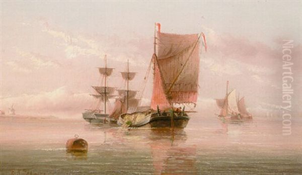 Shipping In A Calm Oil Painting by Edward King Redmore