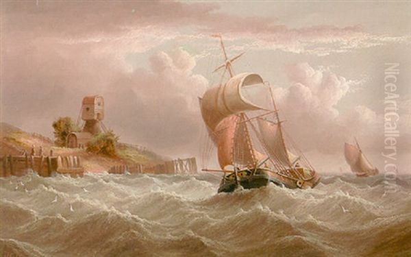 Shipping Off A Jetty Oil Painting by Edward King Redmore