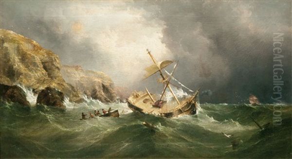 Rescued From A Ship In Distress Oil Painting by Henry Redmore