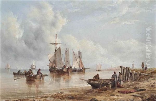 A Calm Day Off The Low Countries Oil Painting by Henry Redmore