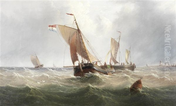 Dutch Pinks Off A Coastline Oil Painting by Henry Redmore