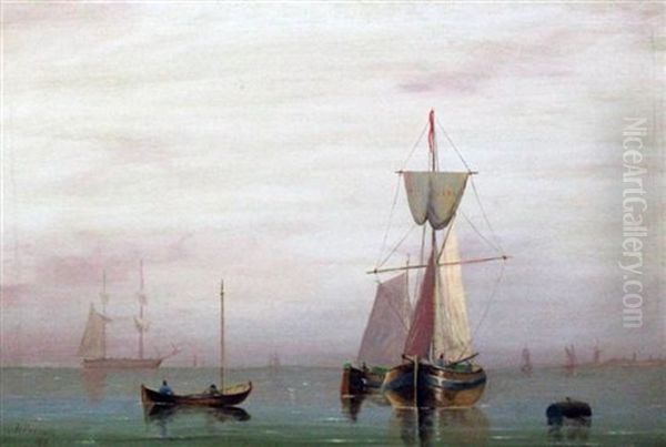 Shipping On A Calm Sea (pair) Oil Painting by Henry Redmore