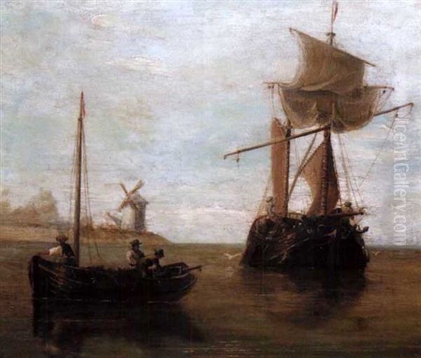 Fishing Vessels Return Oil Painting by Henry Redmore