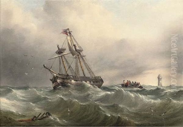 A Safe Escape (+ Rowing Back To The Mainland; Pair) Oil Painting by Henry Redmore