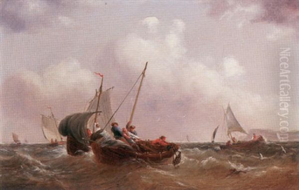 Hauling In The Nets Oil Painting by Henry Redmore