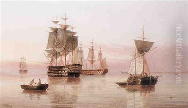 On The Humber Oil Painting by Henry Redmore