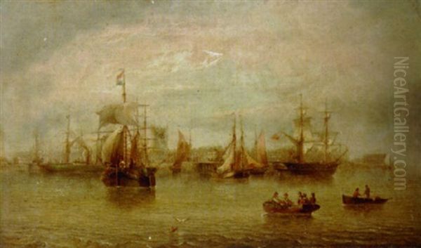 Shipping In The Harbour At Hull Oil Painting by Henry Redmore