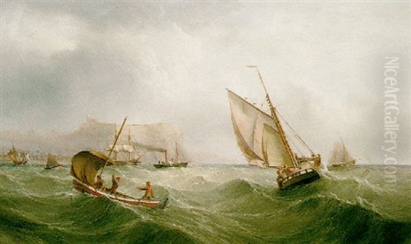 Shipping Off Scarborough Oil Painting by Henry Redmore