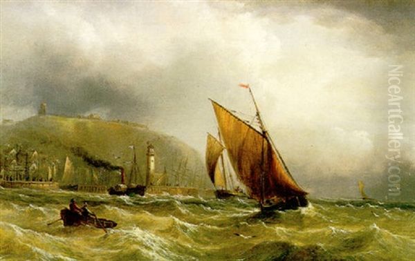 Sailing In Rough Seas Oil Painting by Henry Redmore