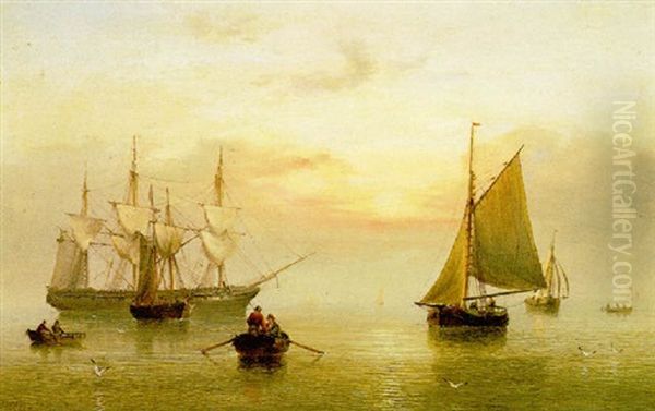 A Calm Sea Oil Painting by Henry Redmore