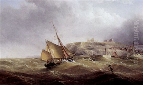 Marine Med Skib Pa Vej Ind I En Havn, Hardt Vejr by Henry Redmore