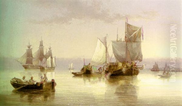 A Calm On The Elbe Oil Painting by Henry Redmore